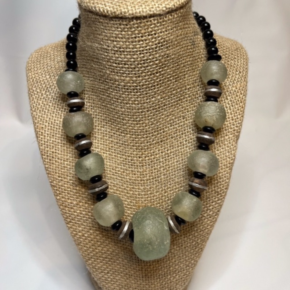 Vintage glass bead costume necklace from Spain